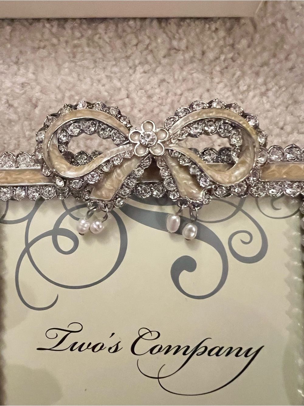 Two's Company Gold and Silver Jeweled Bow Picture Frame - Picture 4 of 5